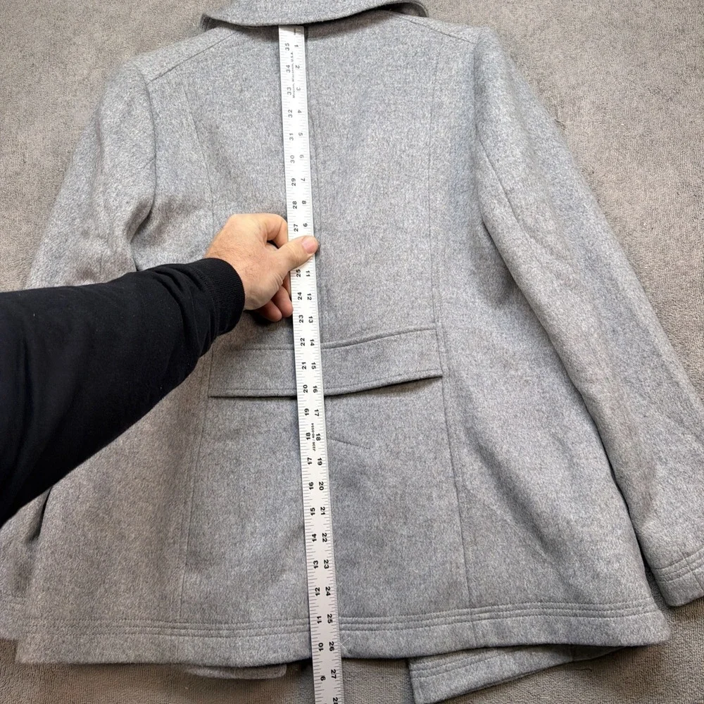 J Crew Wool Peacoat Double Breasted Military Gold Button Gray Women 4 - Picture 10 of 13